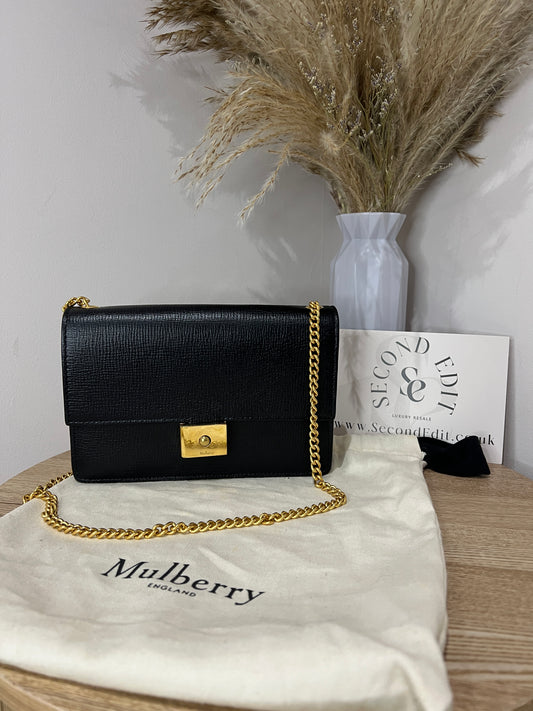 Mulberry Small Cheyne Clutch in Black Classic Grain