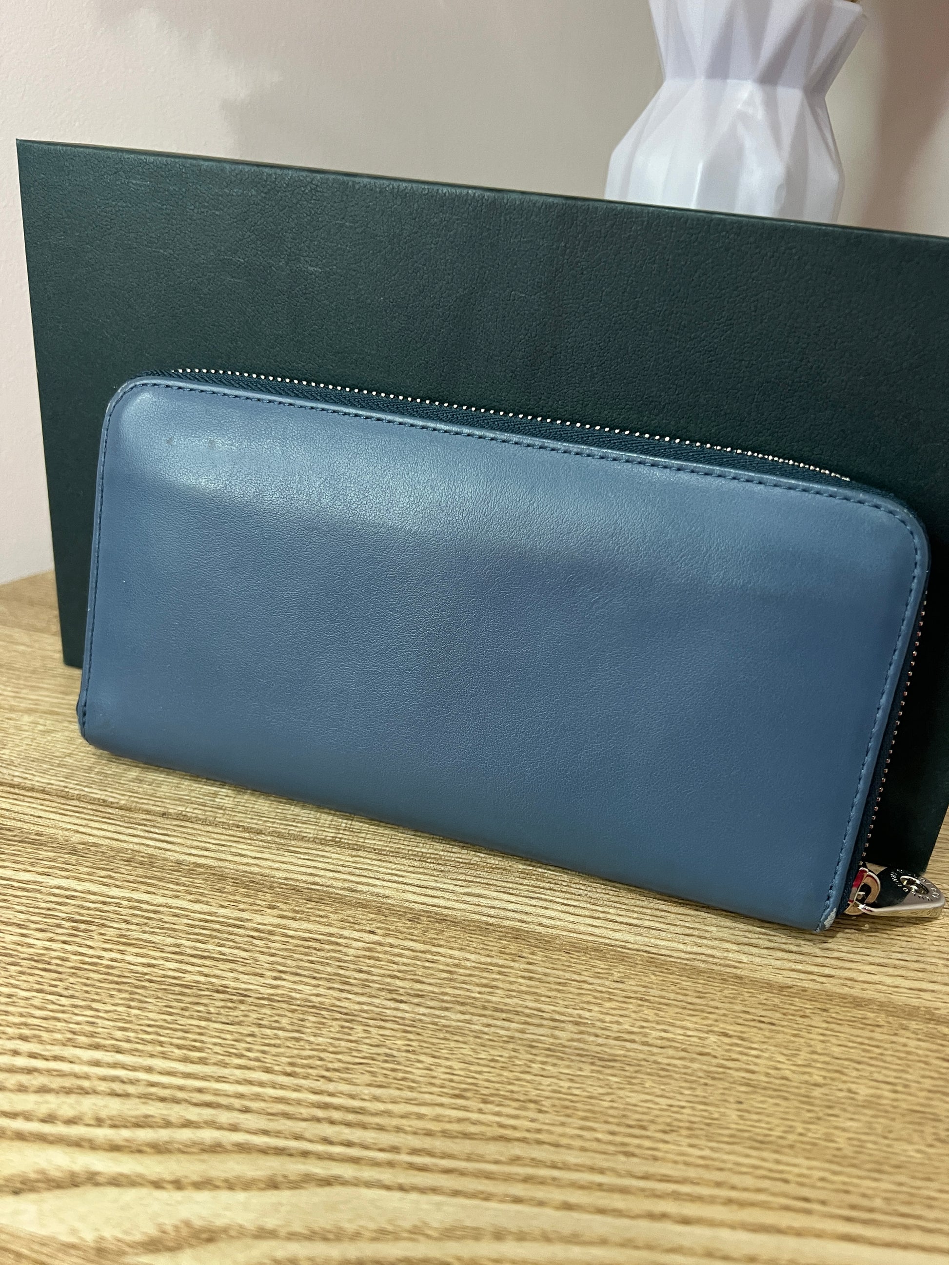 Mulberry Blossom Blue Zip Around Calf Napa Purse - Second Edit