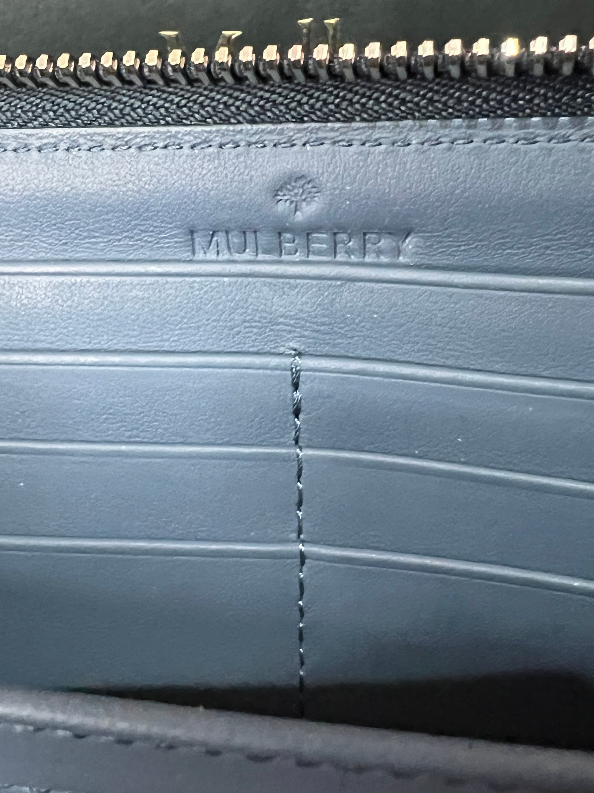 Mulberry Blossom Blue Zip Around Calf Napa Purse - Second Edit