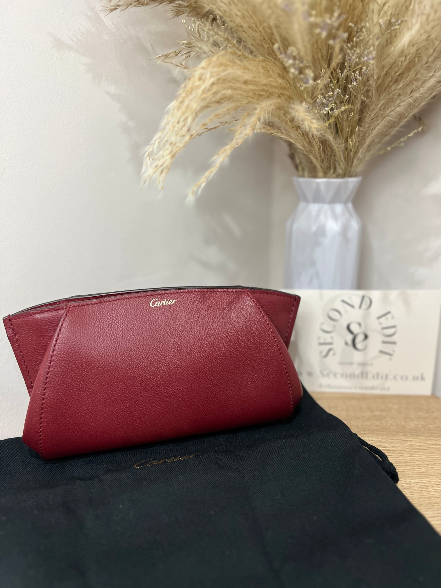 Cartier Red Leather C De Cartier Clutch Bag
