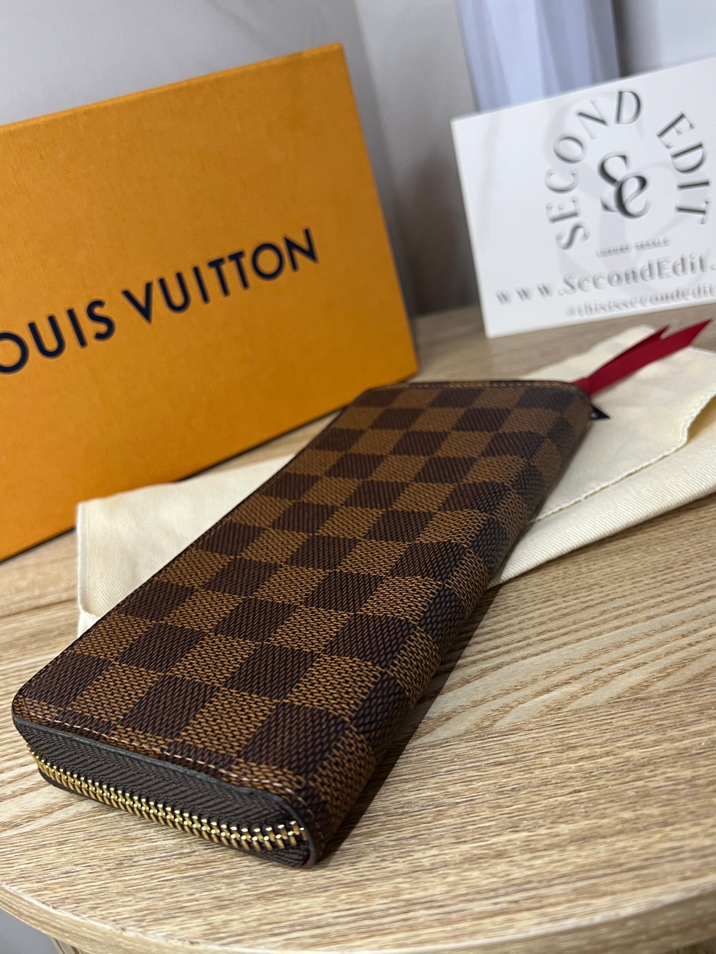 Louis Vuitton Clemence Wallet in Damier Ebene