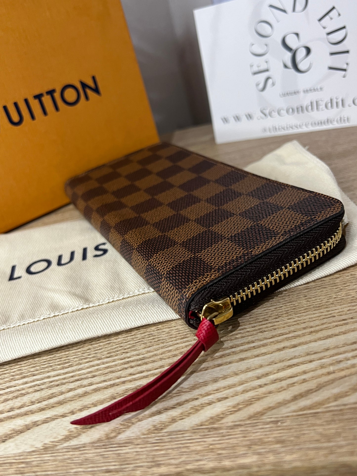 Louis Vuitton Clemence Wallet in Damier Ebene