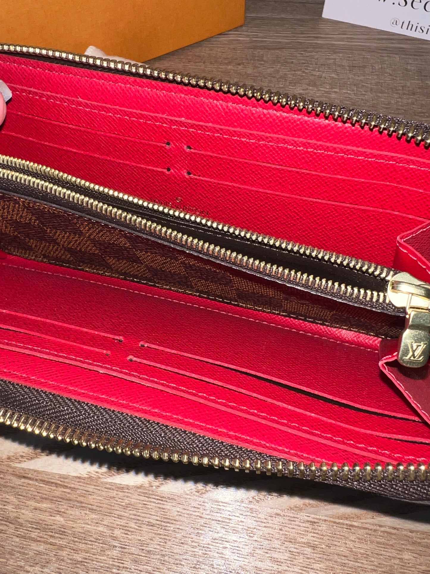 Louis Vuitton Clemence Wallet in Damier Ebene