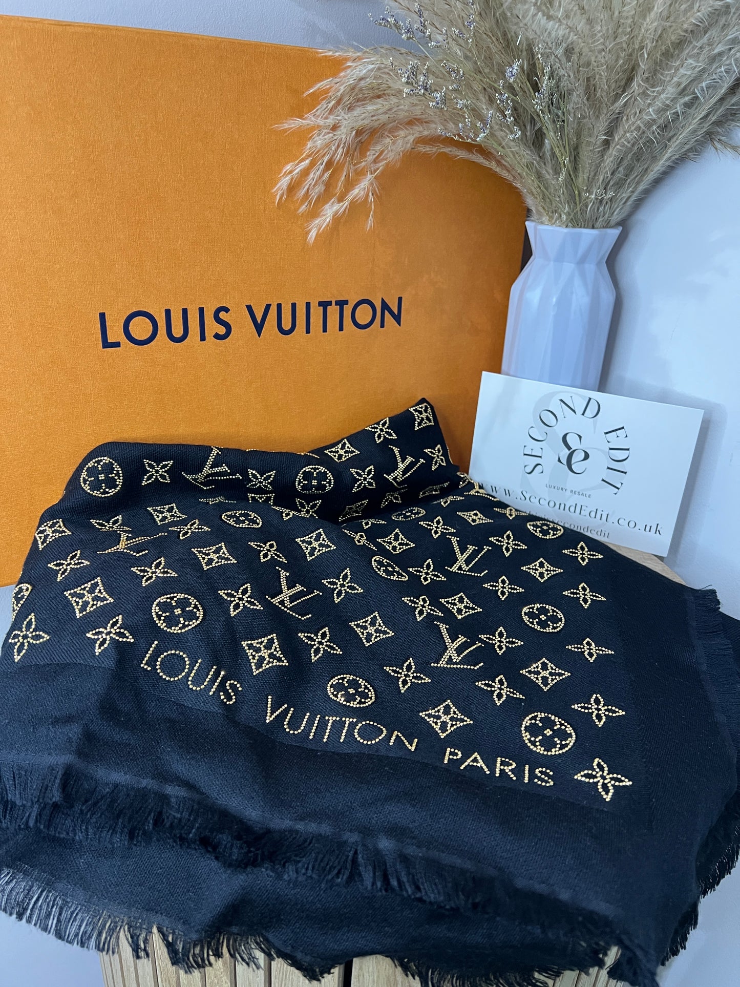 Louis Vuitton Black Embellished Monogram Shawl