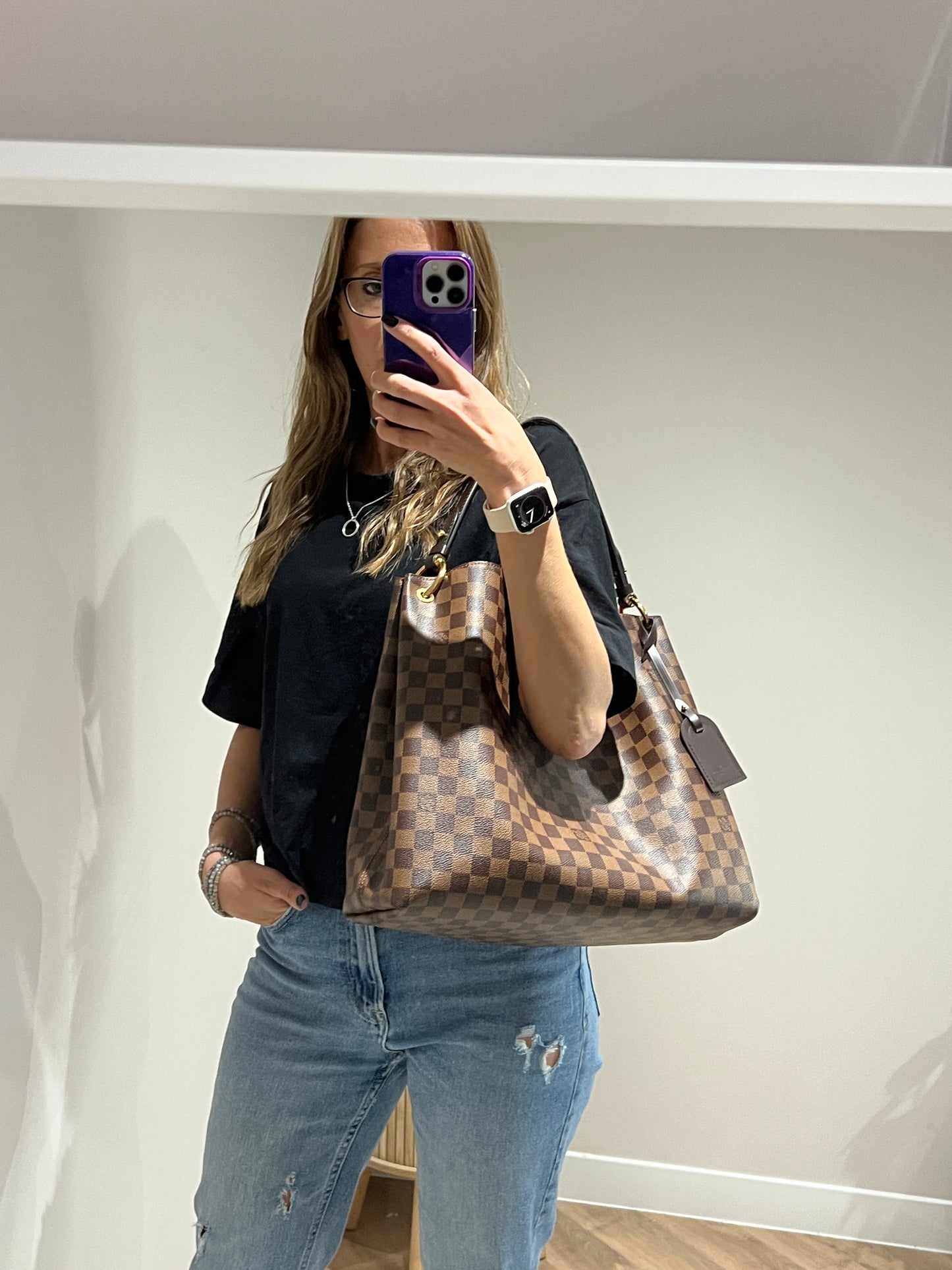 Louis Vuitton Graceful MM Tote in Damier Ebene
