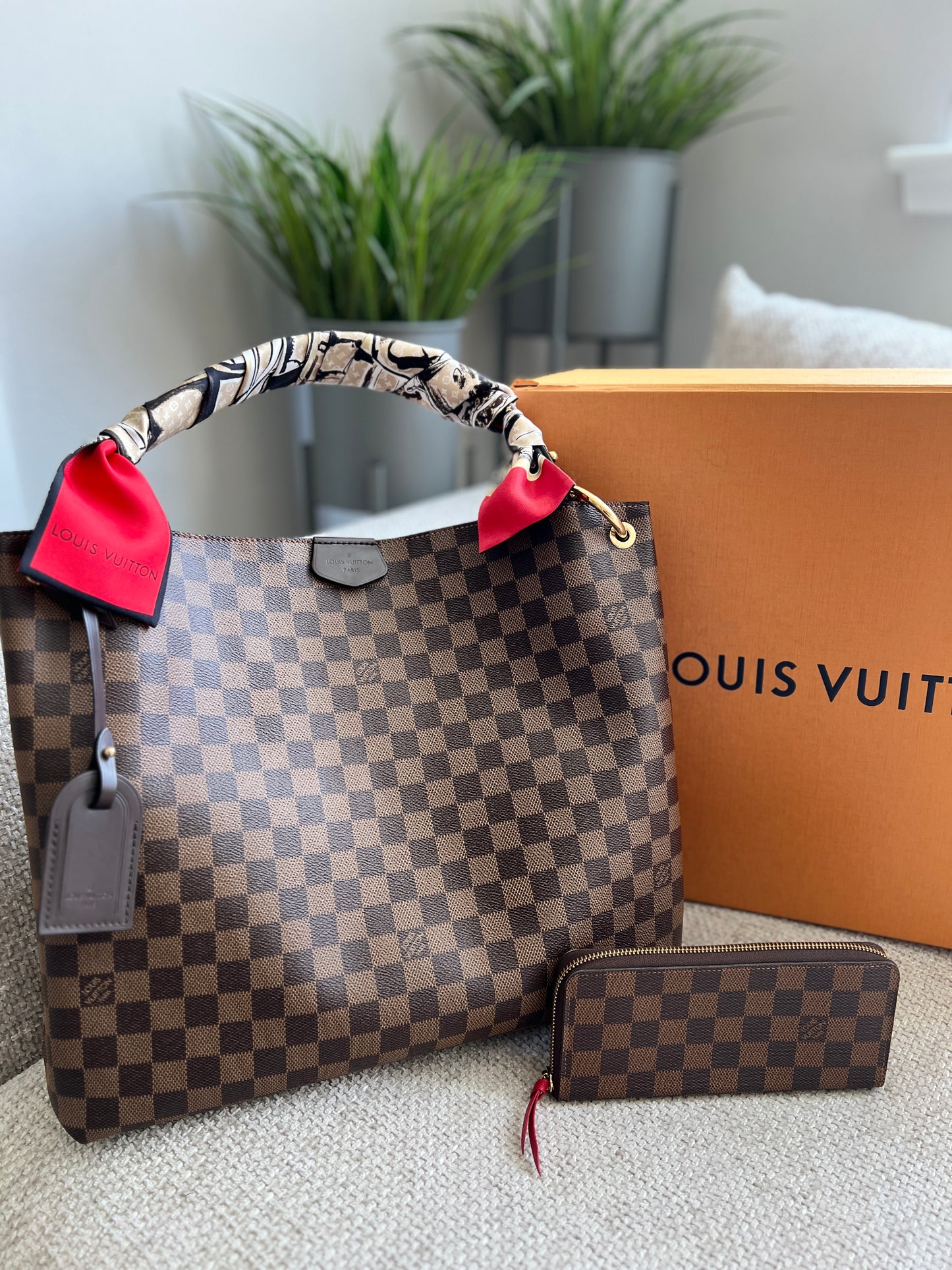 Louis Vuitton Clemence Wallet in Damier Ebene