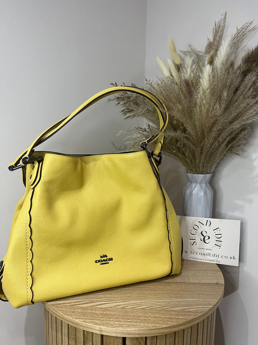 Coach Edie Yellow Pebbled Leather Bag