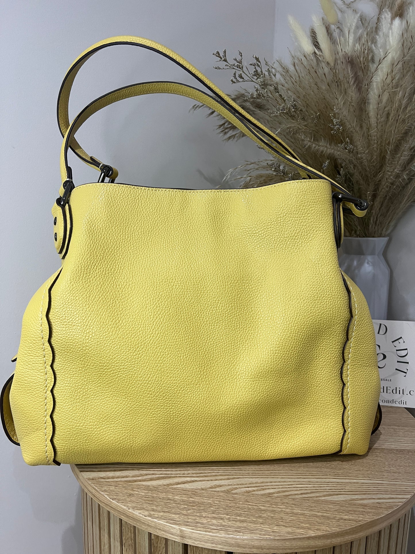 Coach Edie Yellow Pebbled Leather Bag