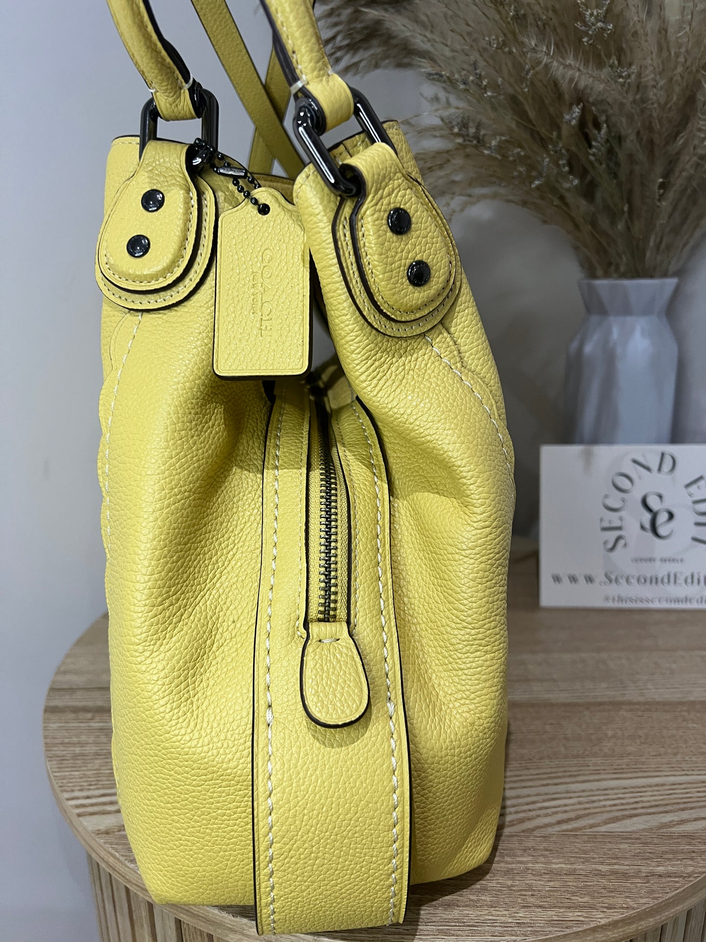 Coach Edie Yellow Pebbled Leather Bag