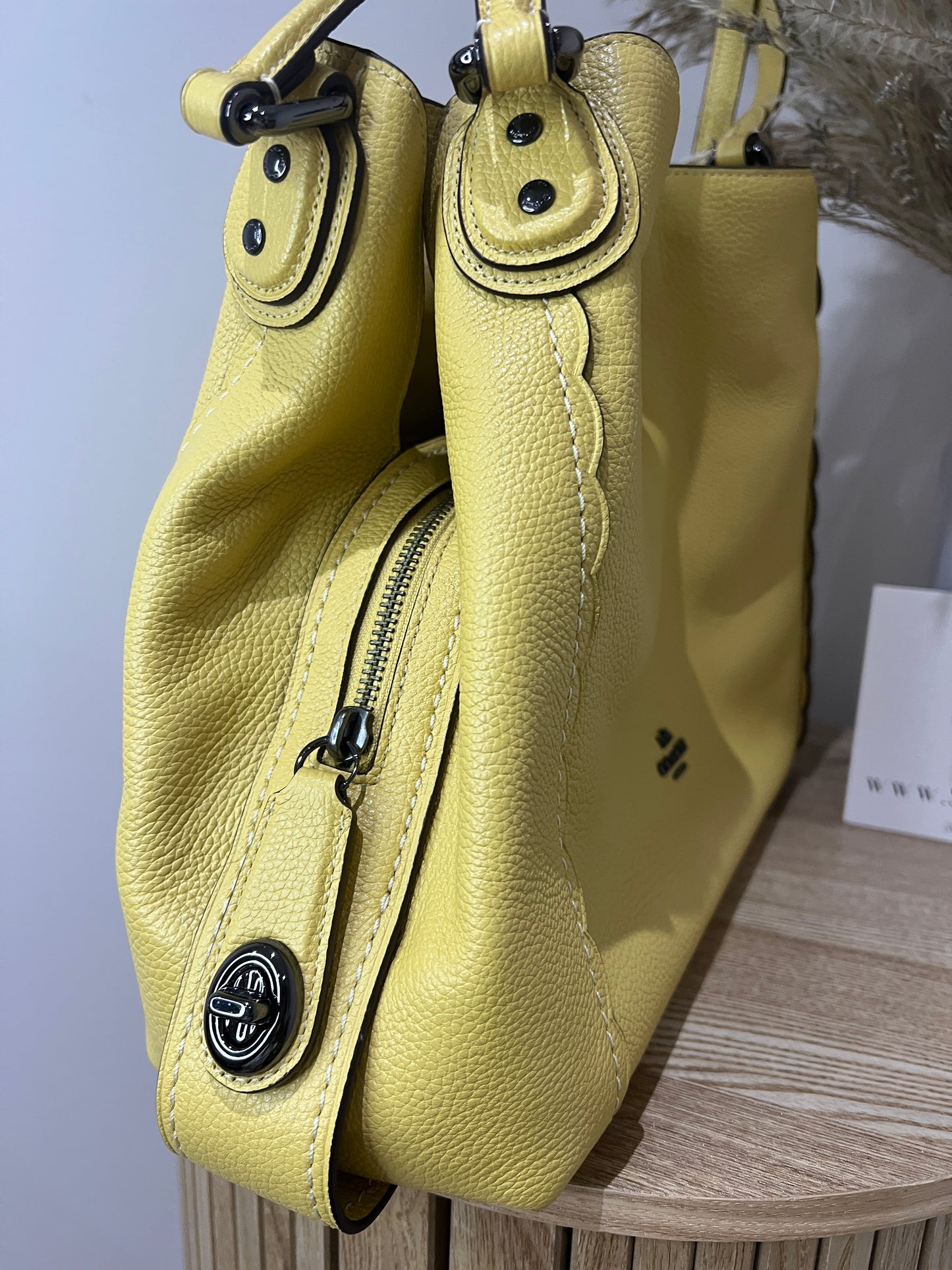Coach Edie Yellow Pebbled Leather Bag