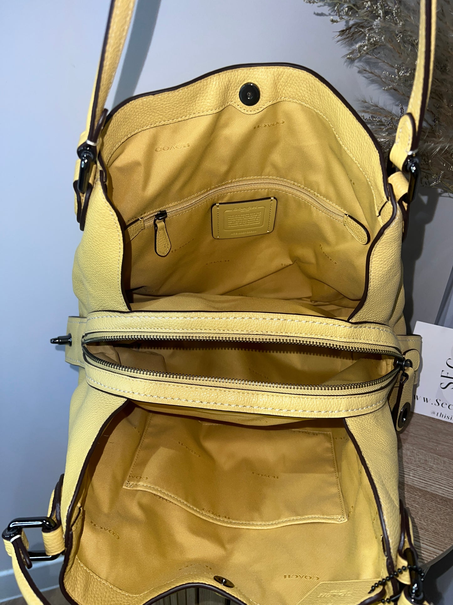 Coach Edie Yellow Pebbled Leather Bag