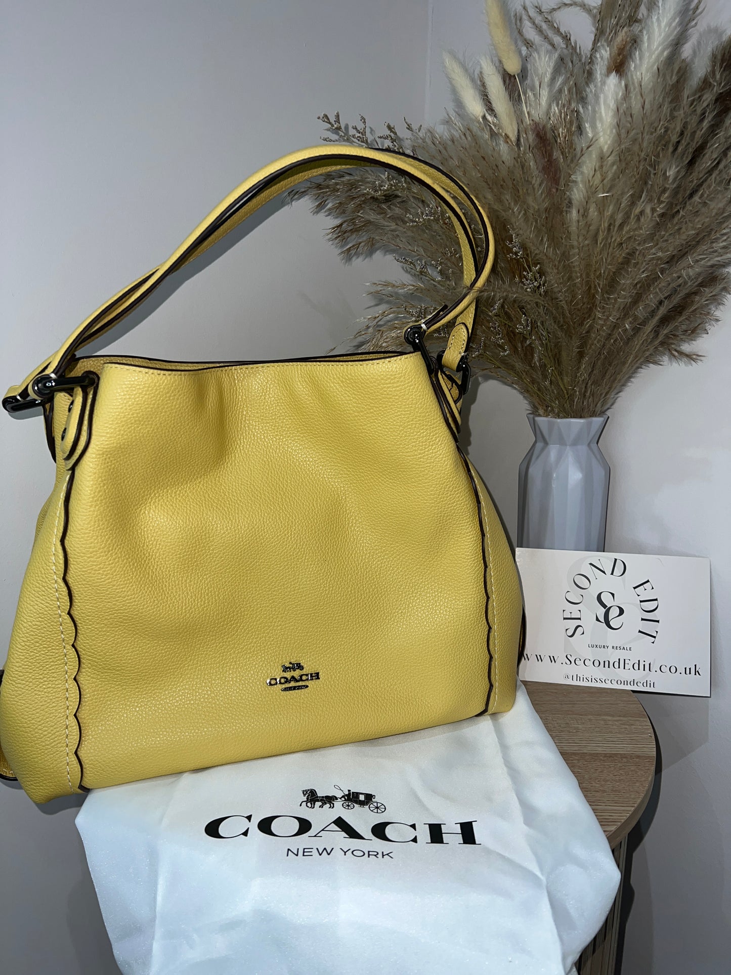 Coach Edie Yellow Pebbled Leather Bag