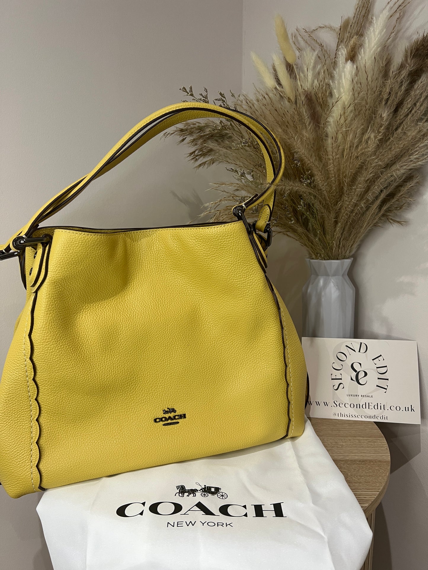 Coach Edie Yellow Pebbled Leather Bag