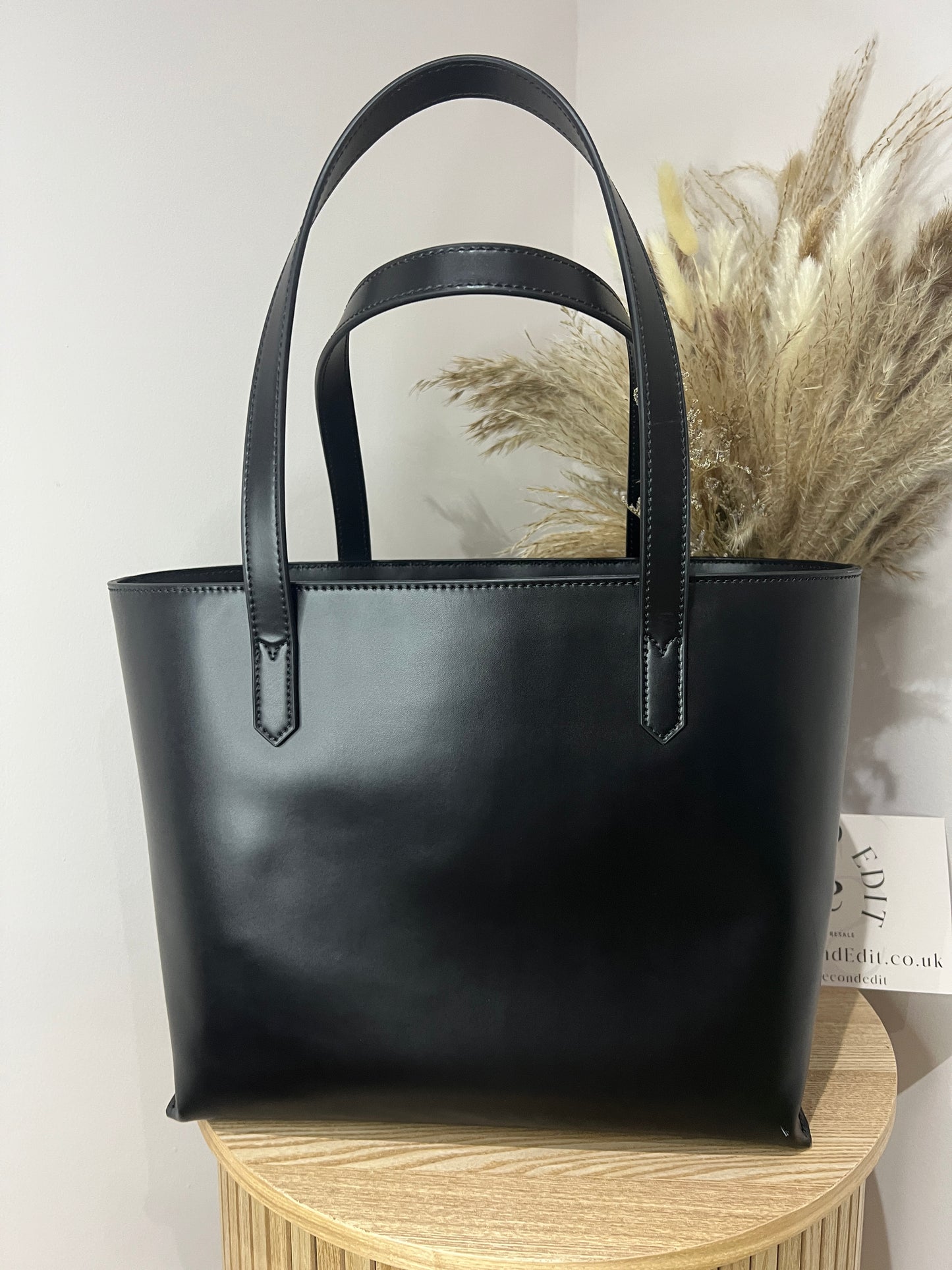 Lulu Guinness Emmy Black Leather Large Tote Bag