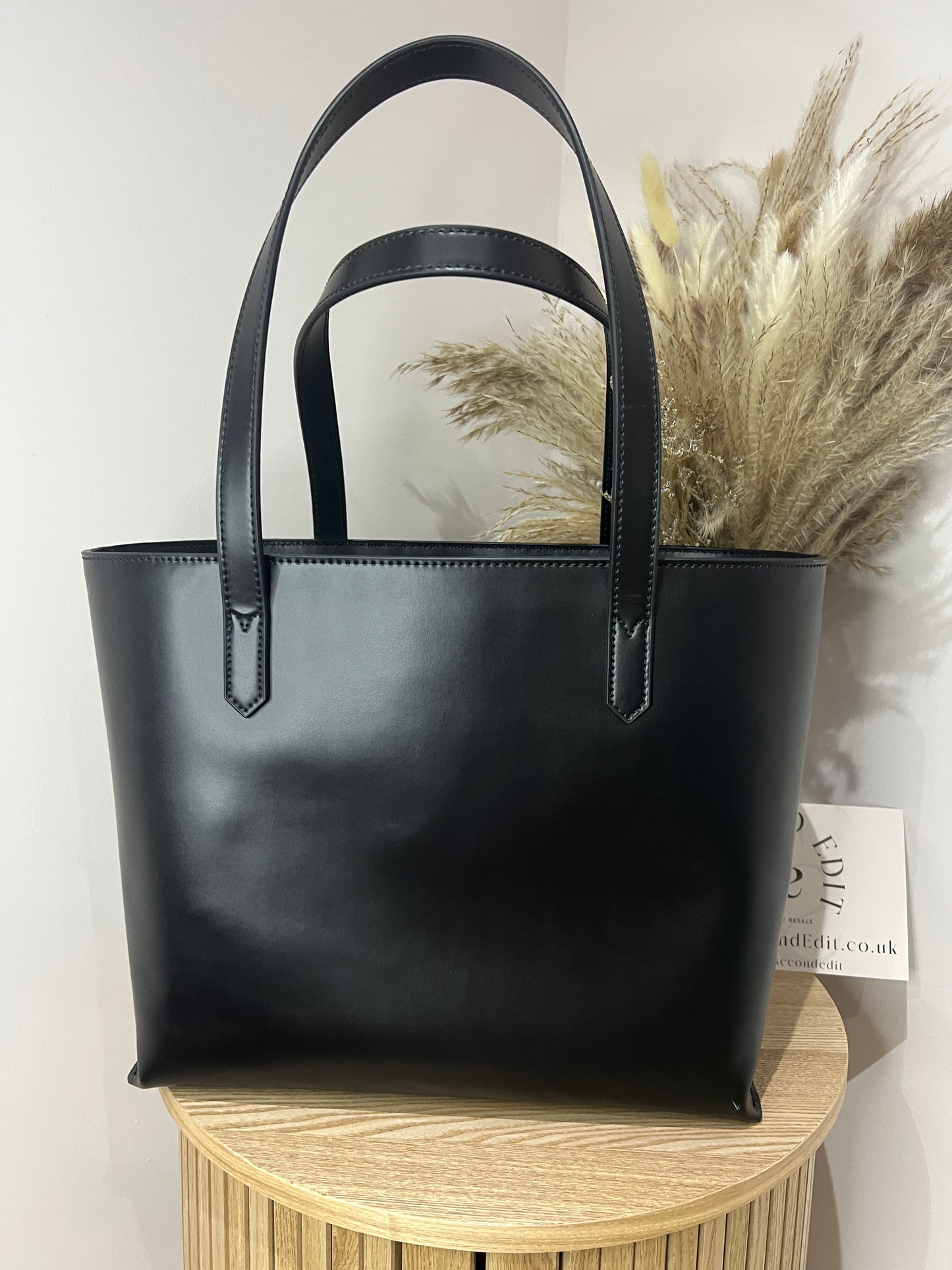 Lulu Guinness Emmy Black Leather Large Tote Bag