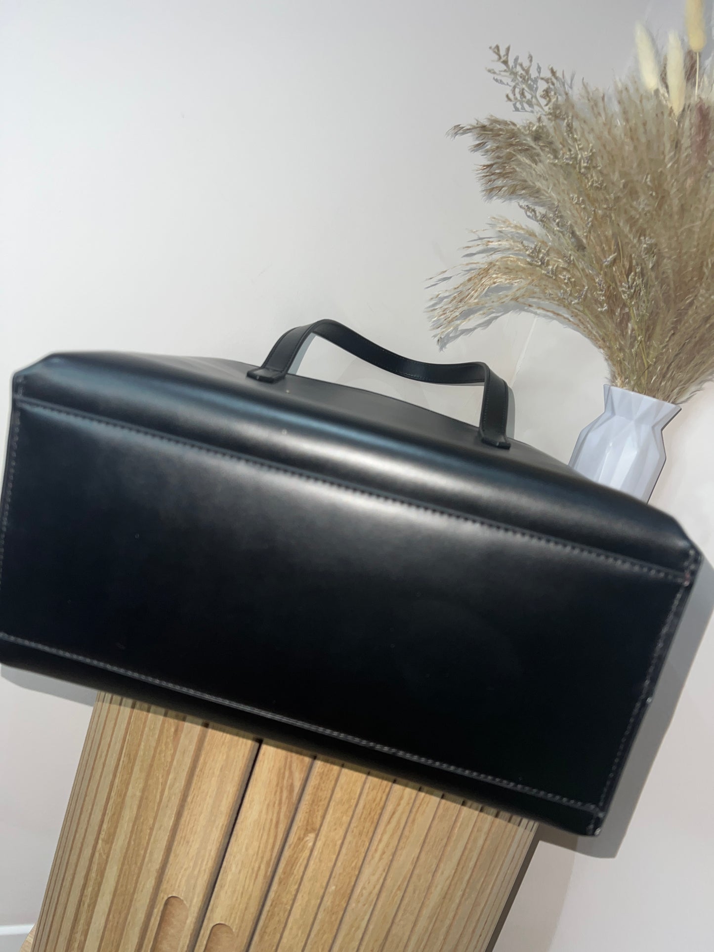 Lulu Guinness Emmy Black Leather Large Tote Bag