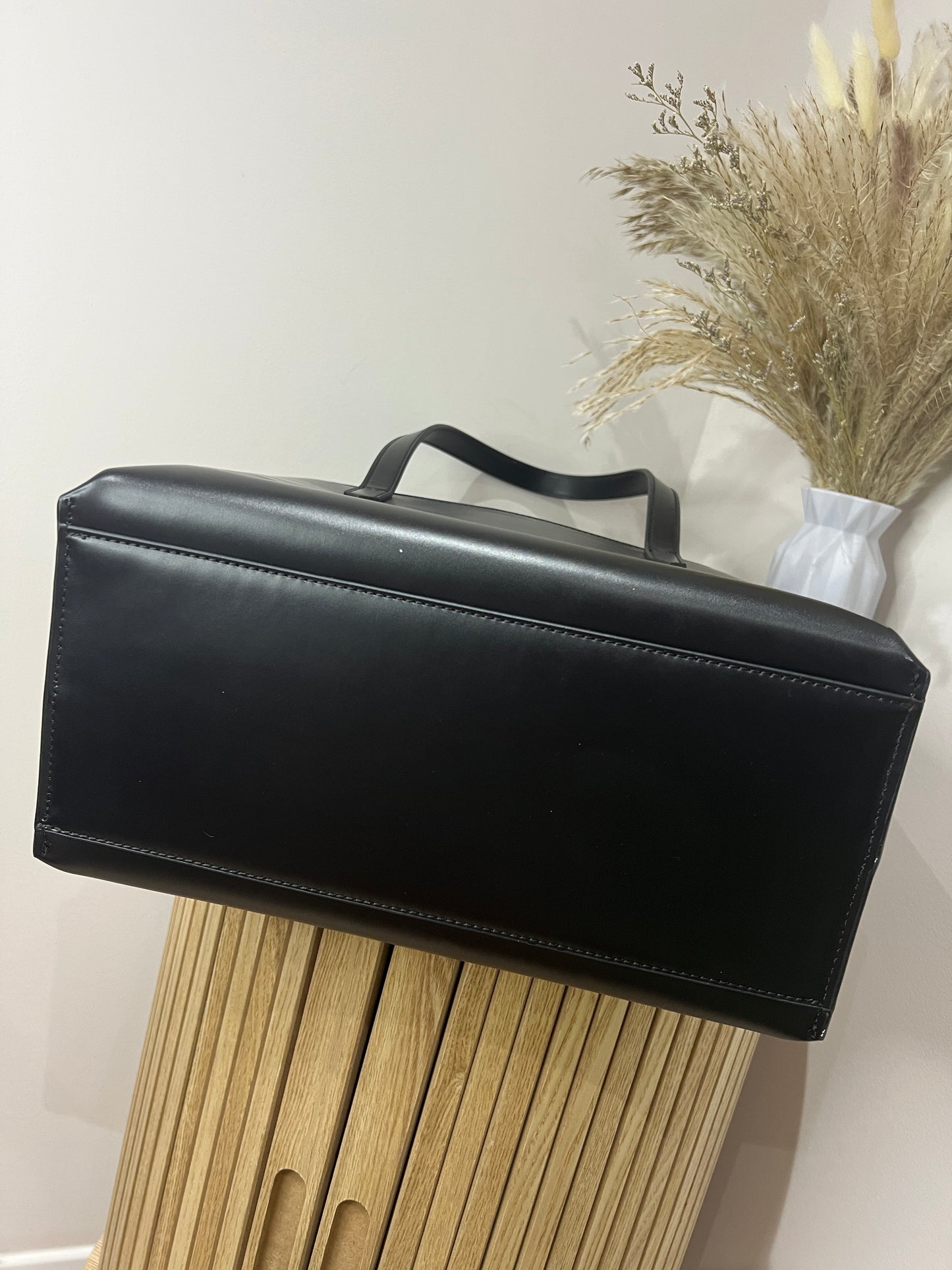 Lulu Guinness Emmy Black Leather Large Tote Bag