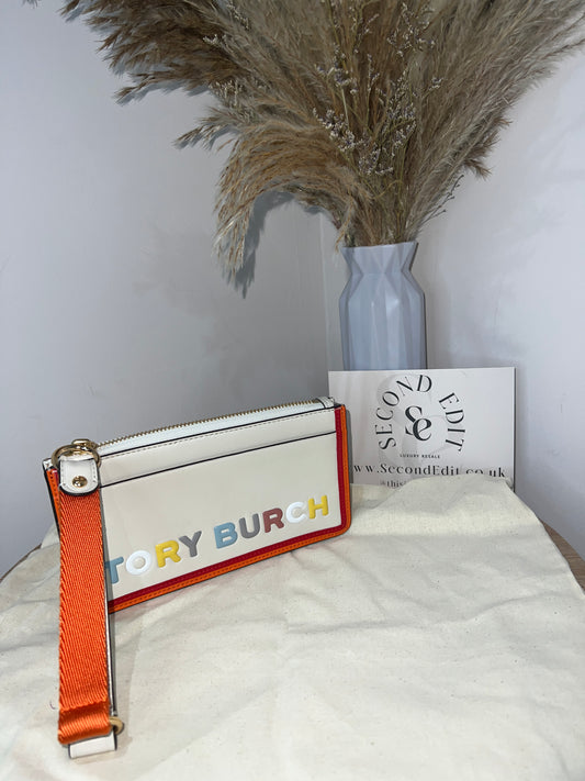 Tory Burch Perry Colour Block Zip Wristlet Leather Wallet