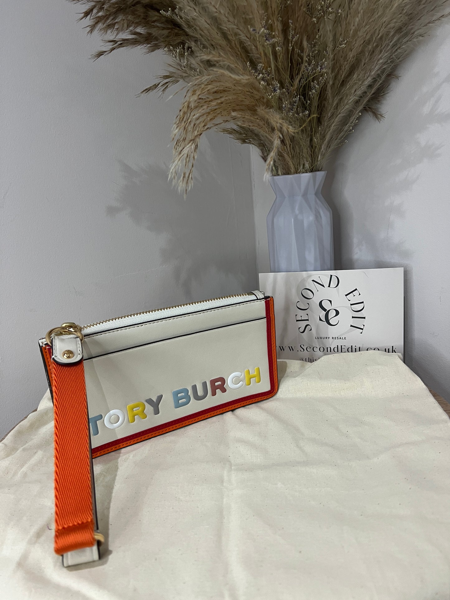 Tory Burch Perry Colour Block Zip Wristlet Leather Wallet