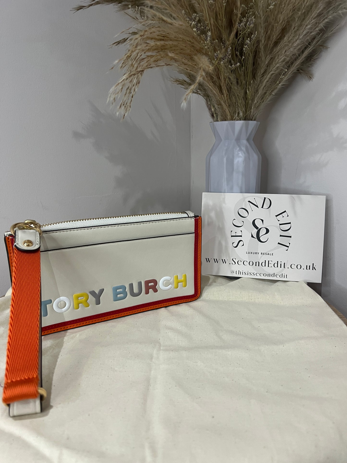 Tory Burch Perry Colour Block Zip Wristlet Leather Wallet