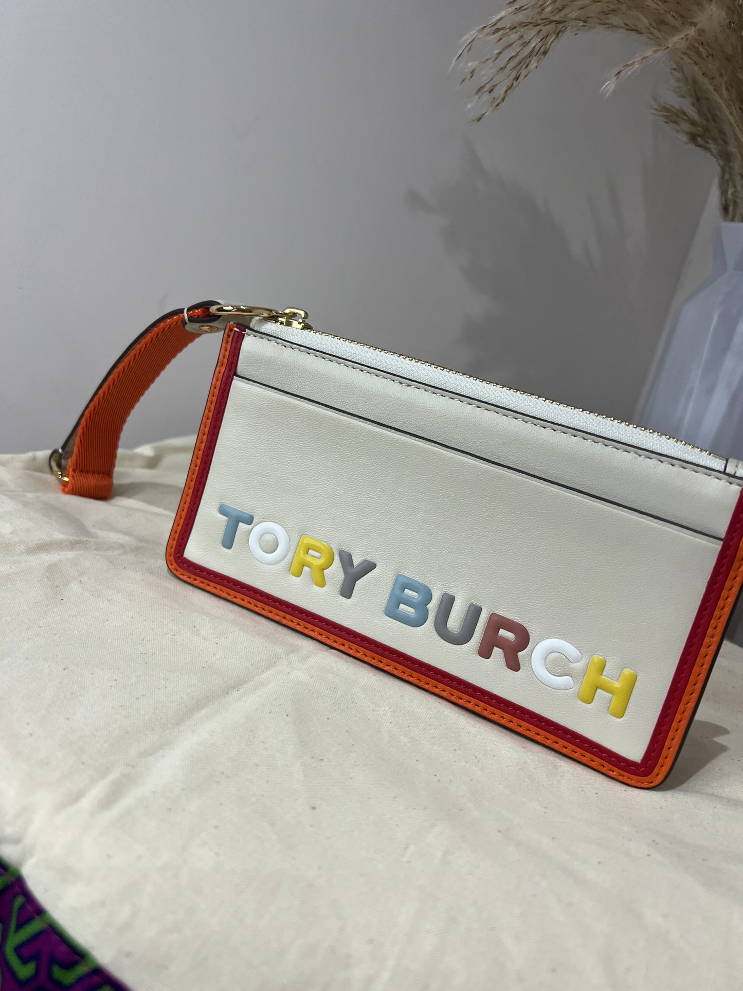 Tory Burch Perry Colour Block Zip Wristlet Leather Wallet