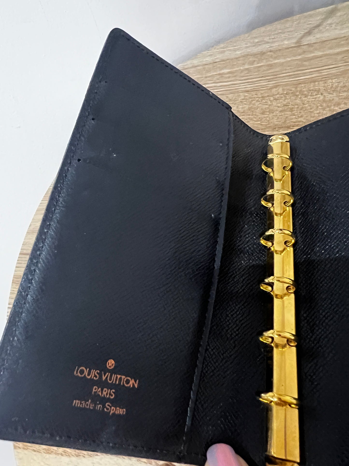 Louis Vuitton Black Epi Leather Agenda Diary Organiser Cover, Small