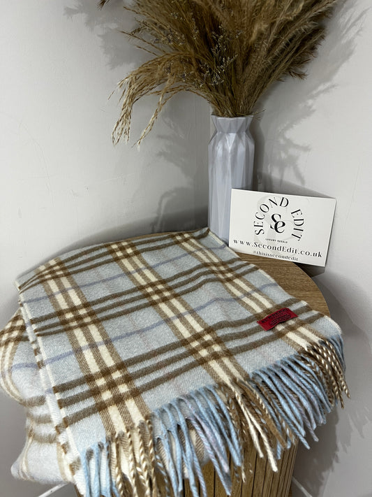 Burberry Cashmere Blue and Beige Scarf