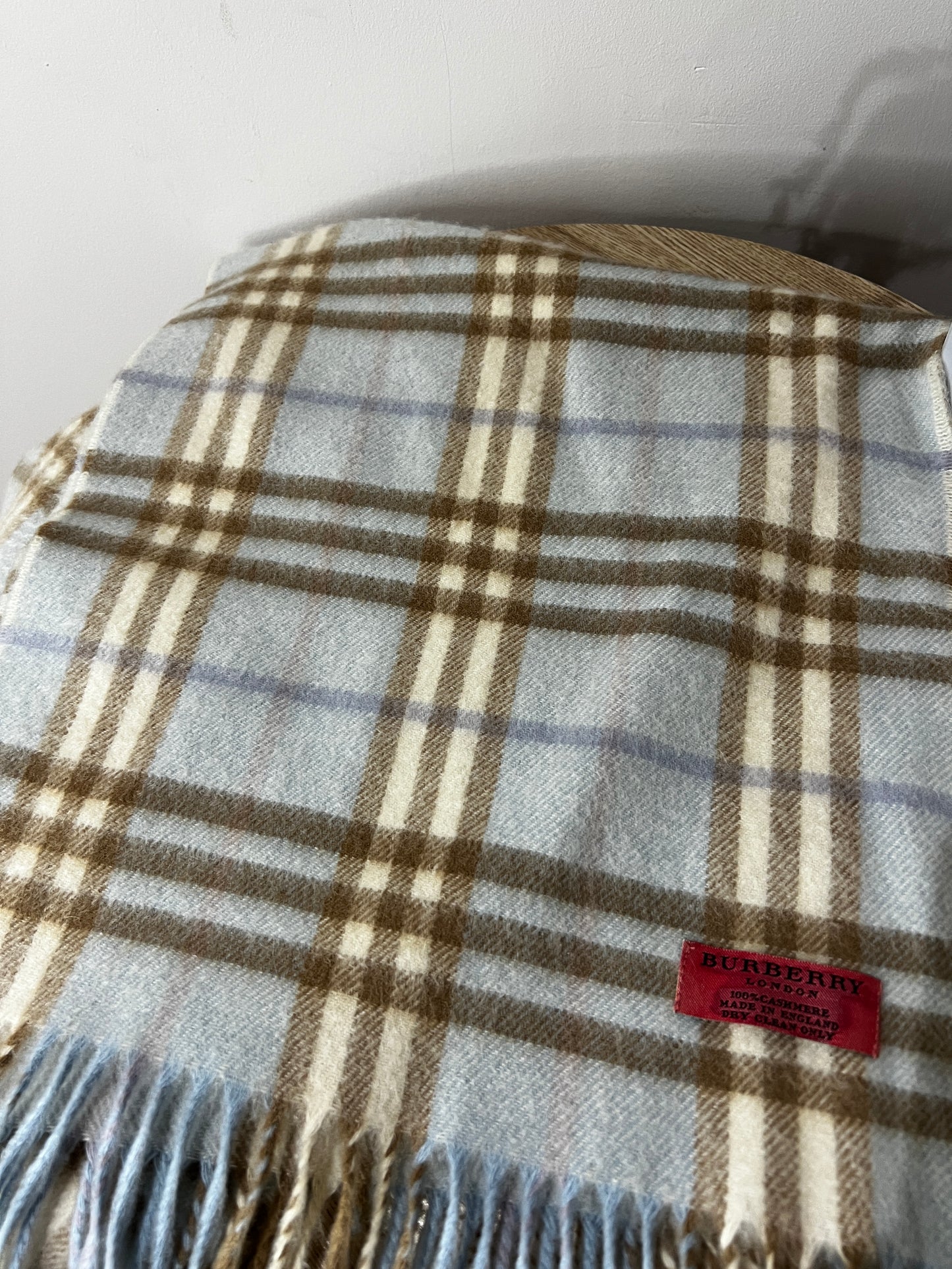 Burberry Cashmere Blue and Beige Scarf