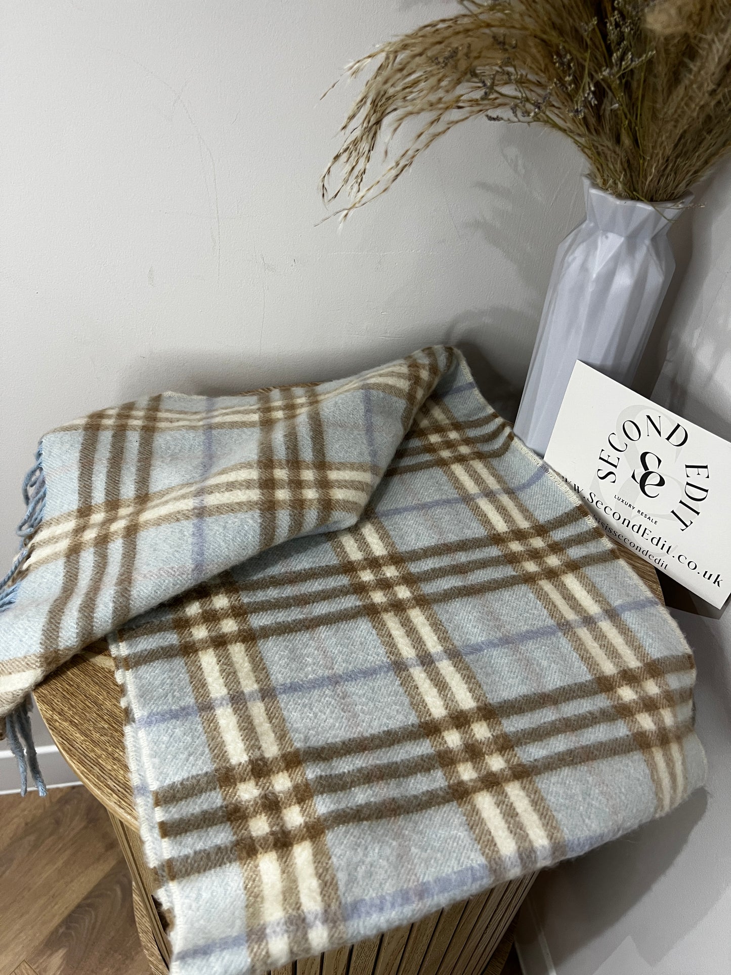 Burberry Cashmere Blue and Beige Scarf