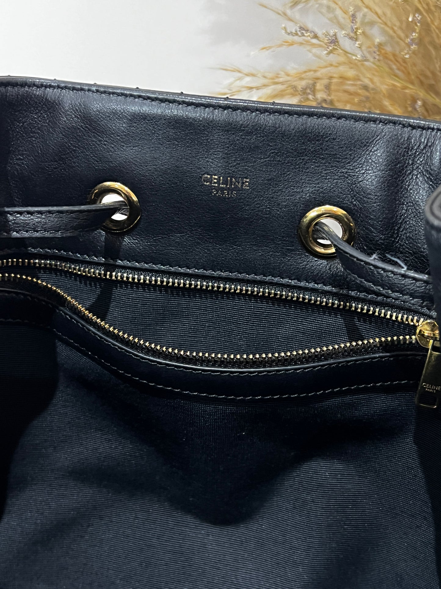 Celine Leather Backpack Bucket Bag