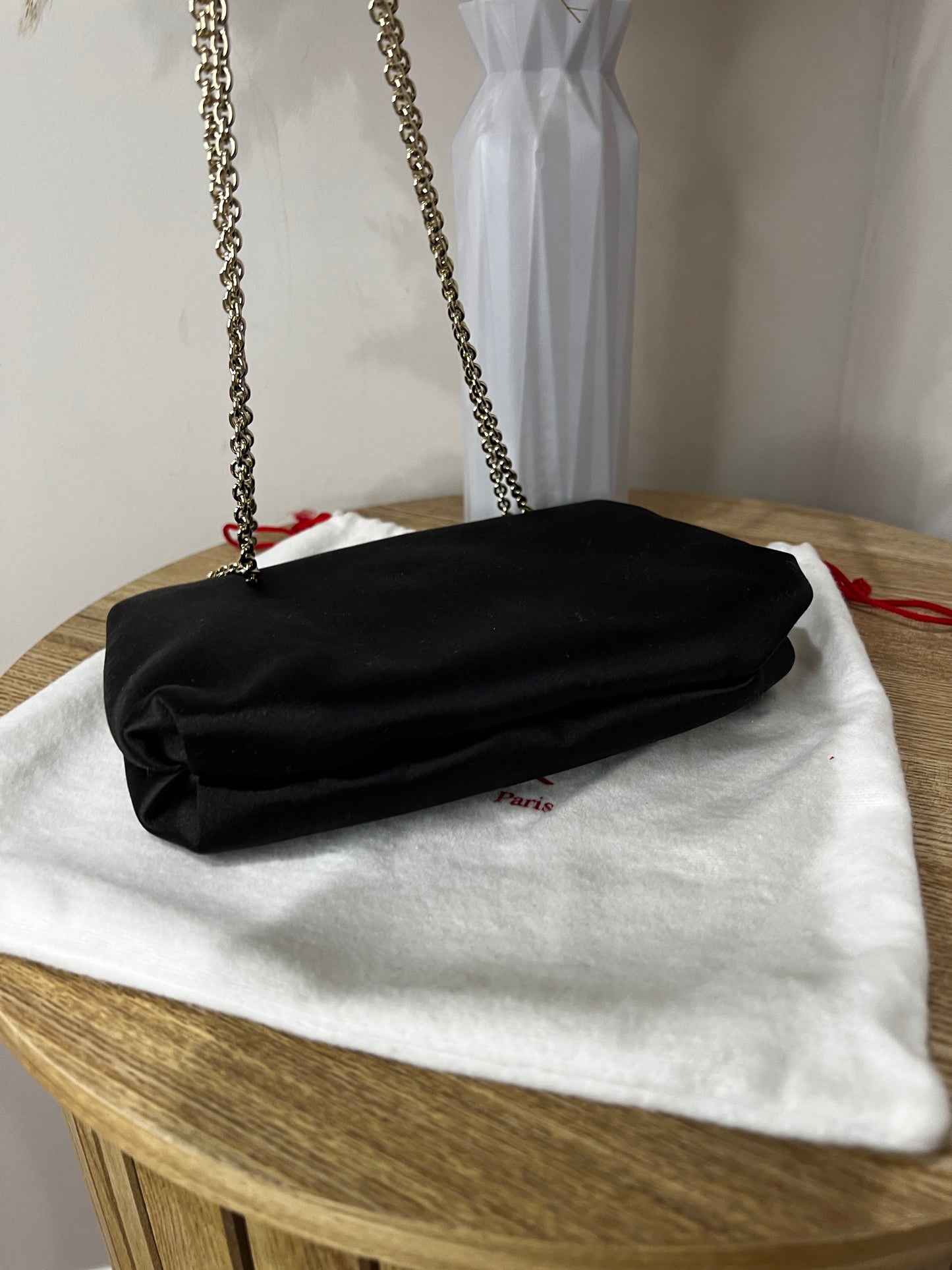 Christian Louboutin Mia Black Satin Clasp Evening Bag