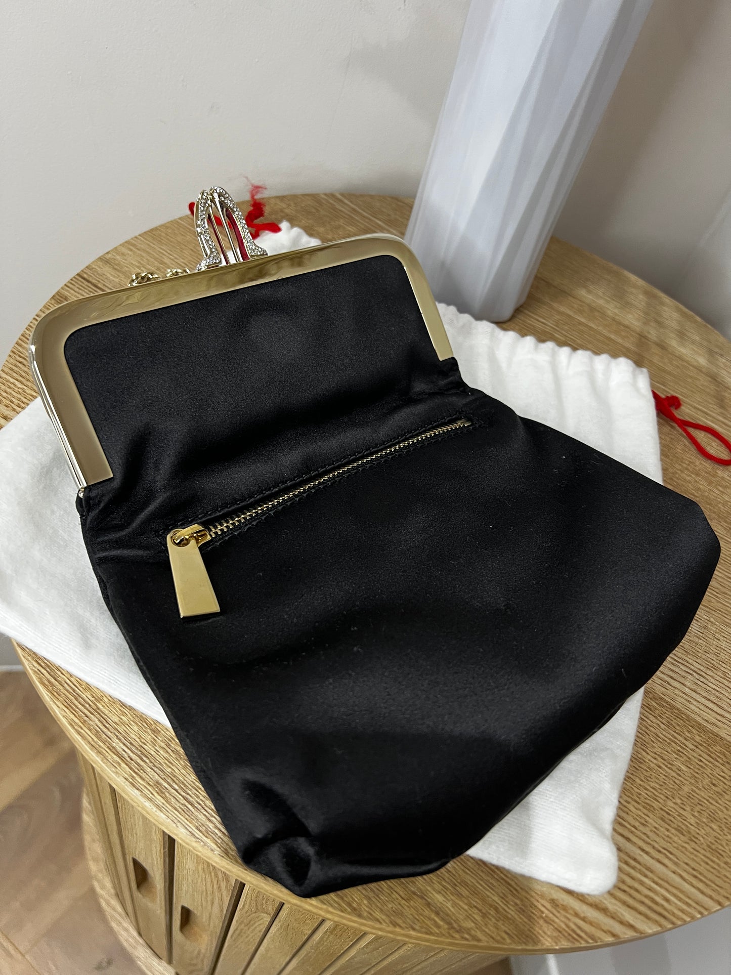 Christian Louboutin Mia Black Satin Clasp Evening Bag