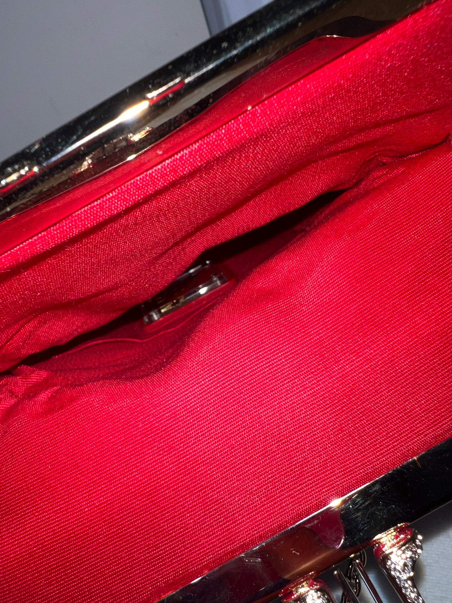 Christian Louboutin Mia Black Satin Clasp Evening Bag