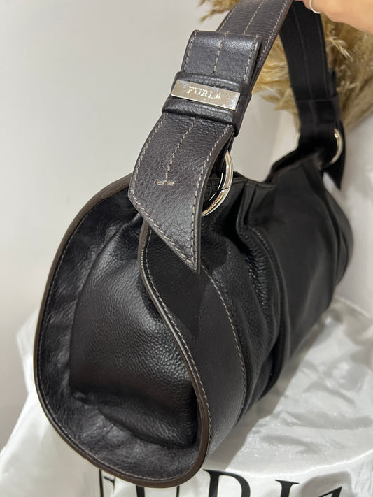 Furla Brown Leather Tube Style Bag