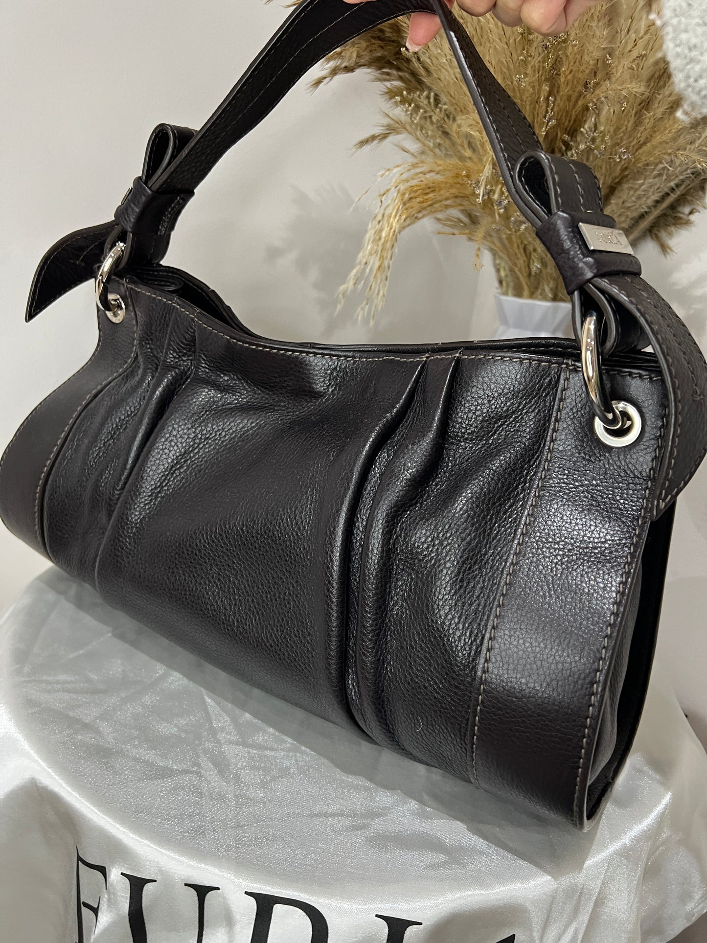 Furla Brown Leather Tube Style Bag
