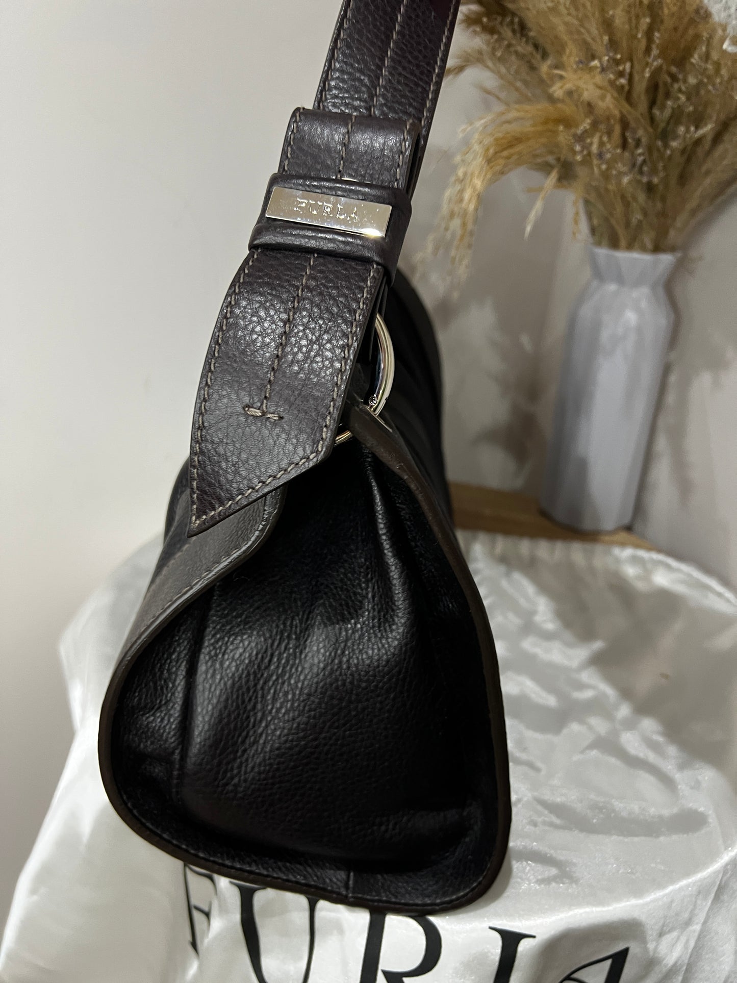 Furla Brown Leather Tube Style Bag