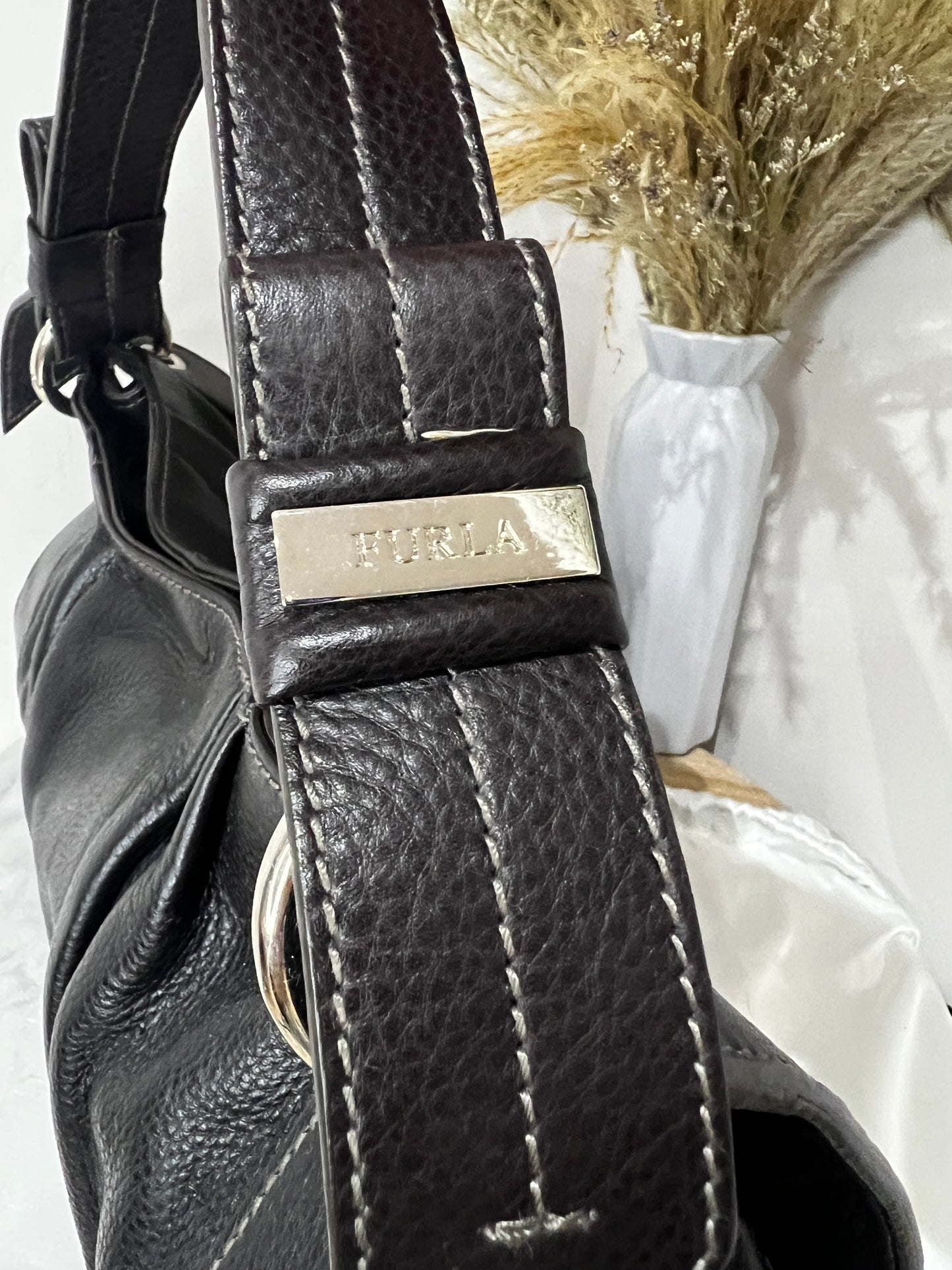Furla Brown Leather Tube Style Bag