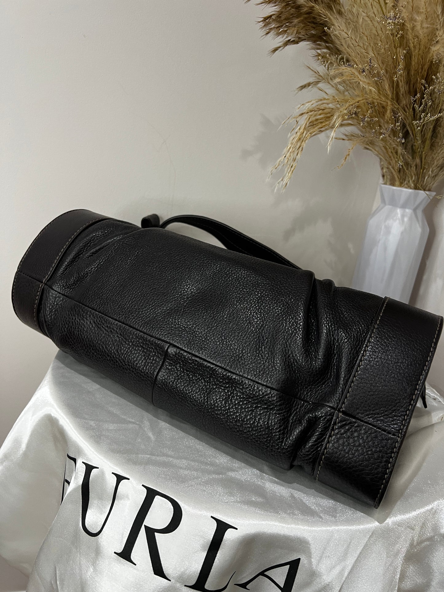 Furla Brown Leather Tube Style Bag