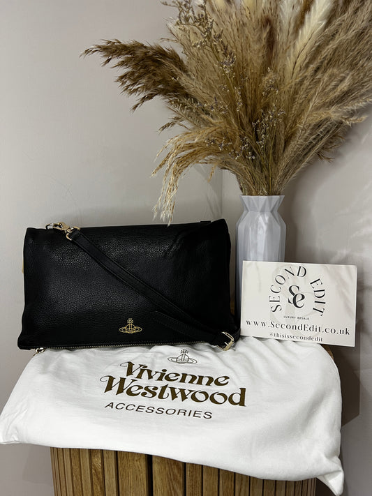 Vivienne Westwood Balmoral Grain Leather Black Cross Body Bag
