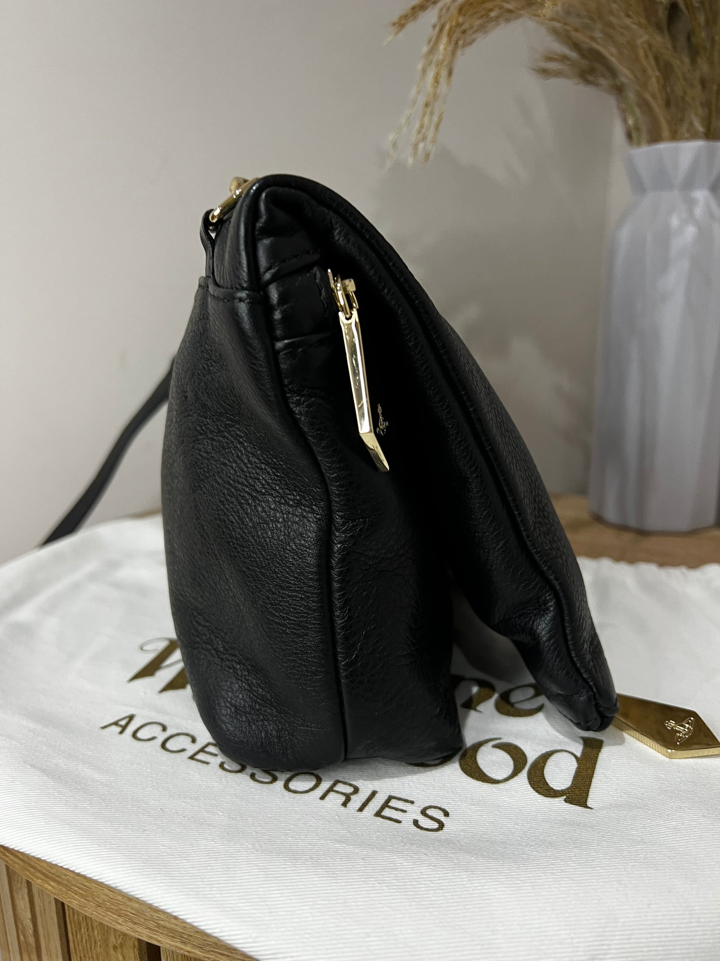 Vivienne Westwood Balmoral Grain Leather Black Cross Body Bag