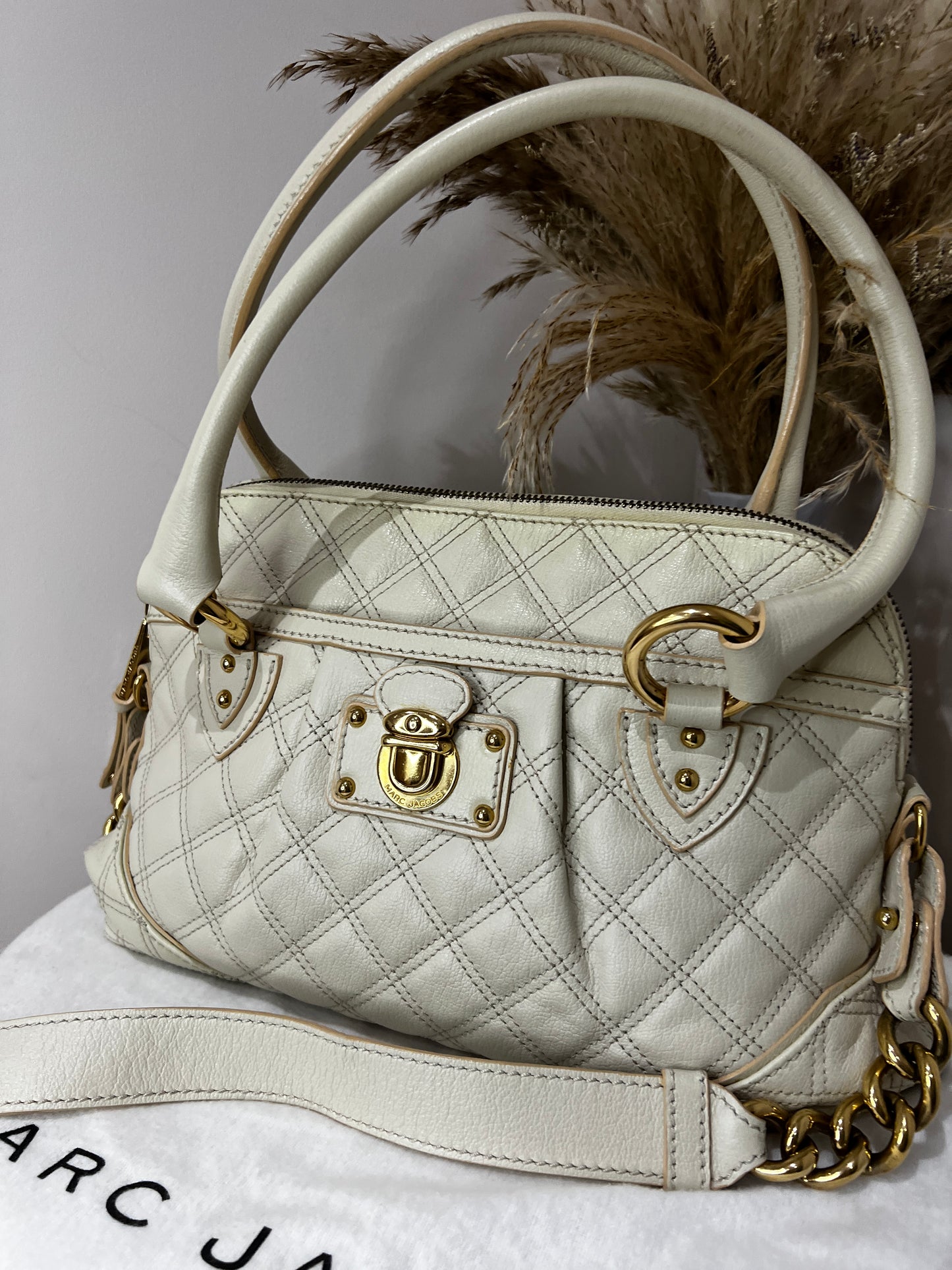 Marc Jacobs Boston Cream Leather Bag