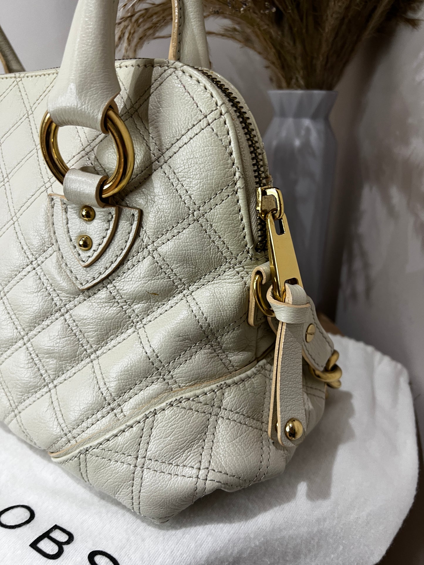 Marc Jacobs Boston Cream Leather Bag