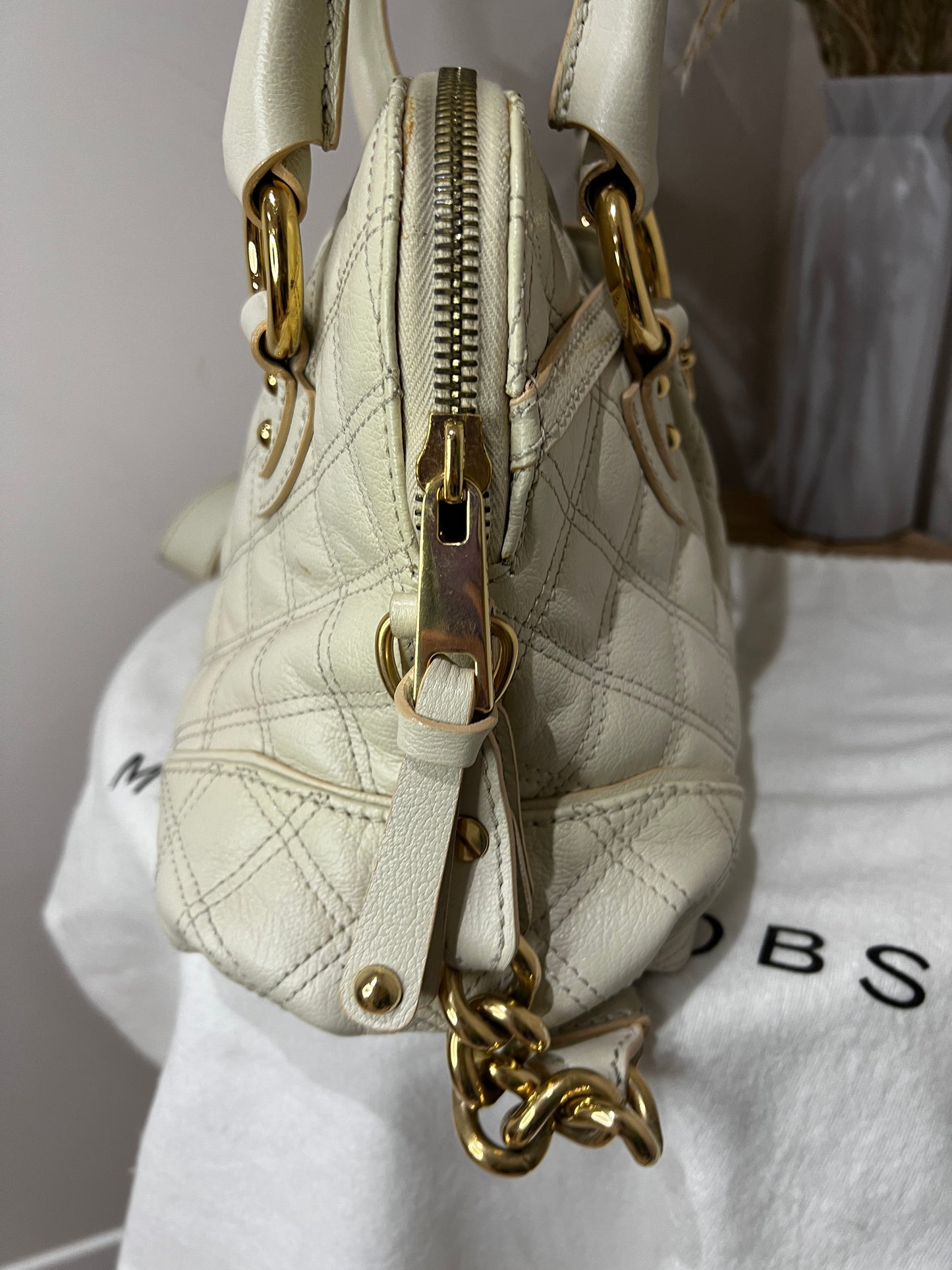 Marc Jacobs Boston Cream Leather Bag