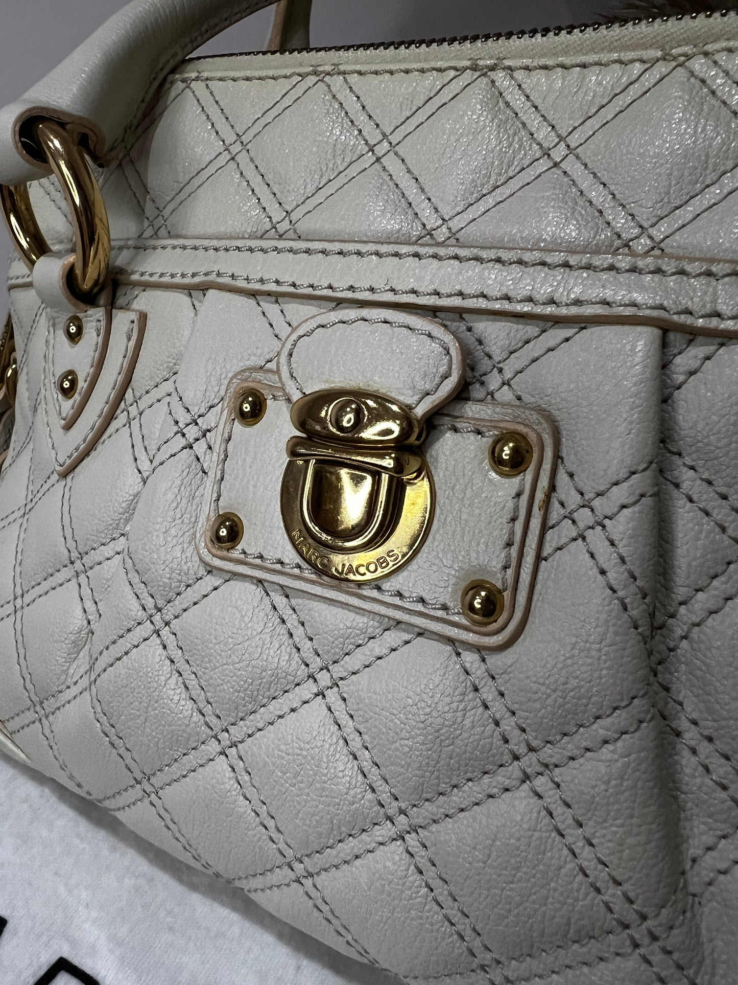 Marc Jacobs Boston Cream Leather Bag