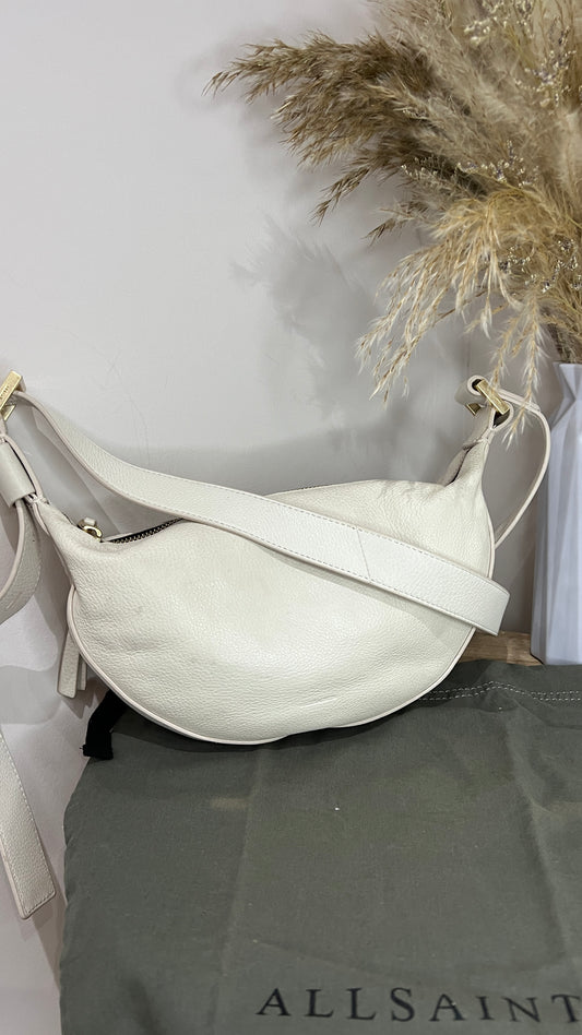Allsaints White Half Moon Cross Body Bag