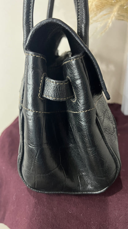 Mulberry Croc Embossed East West Black Bayswater
