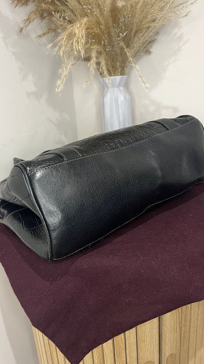 Mulberry Croc Embossed East West Black Bayswater