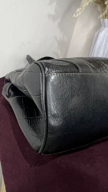 Mulberry Croc Embossed East West Black Bayswater