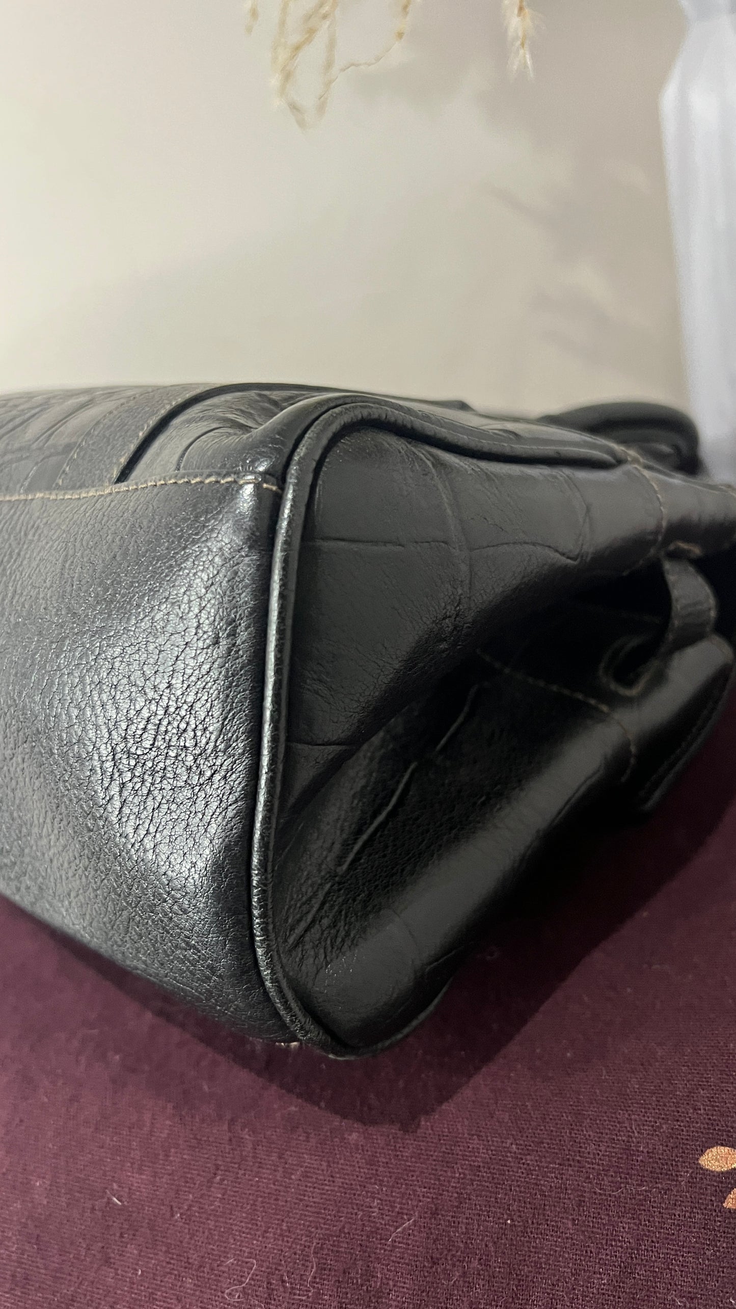 Mulberry Croc Embossed East West Black Bayswater