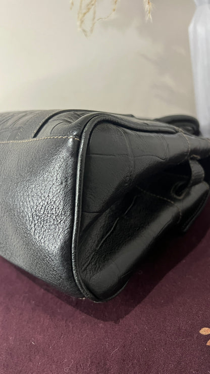 Mulberry Croc Embossed East West Black Bayswater